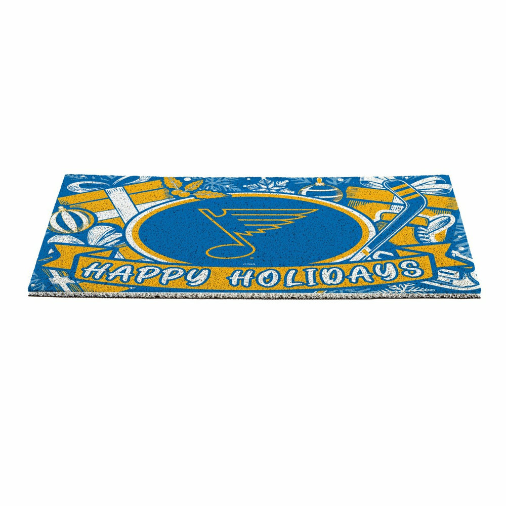 St Louis Blues Holiday PVC Mat, 28"x16"