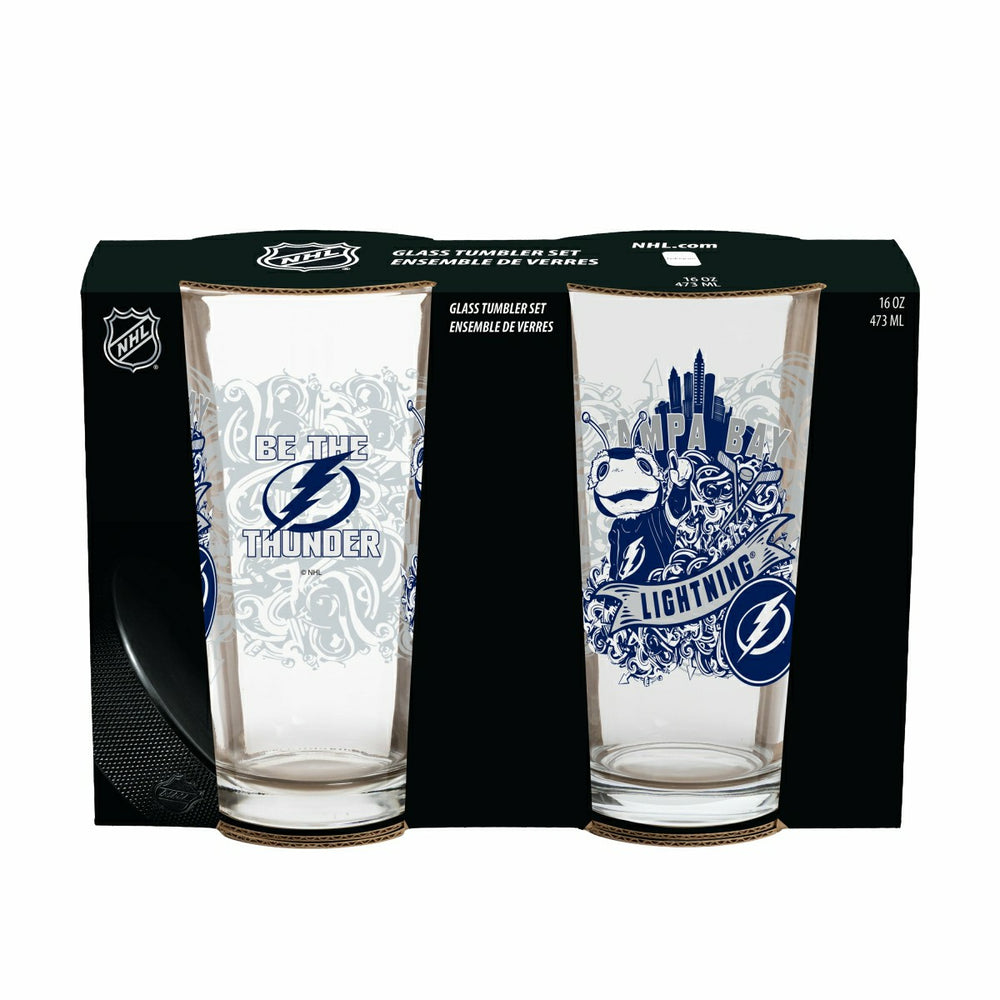 Tampa Bay Lightning 16oz Glass pint, Set of 2