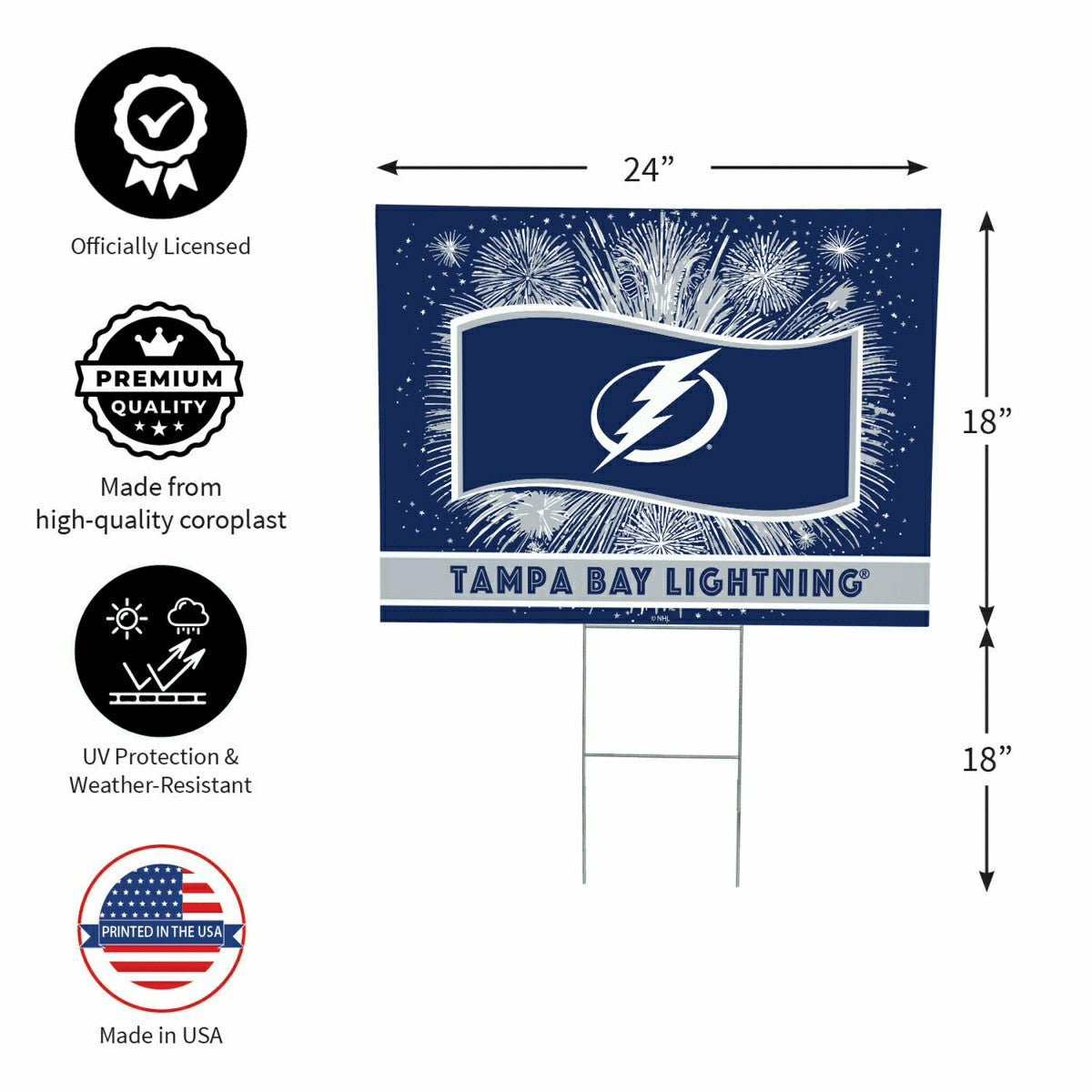 Tampa Bay Lightning Yard Sign, Patriotic