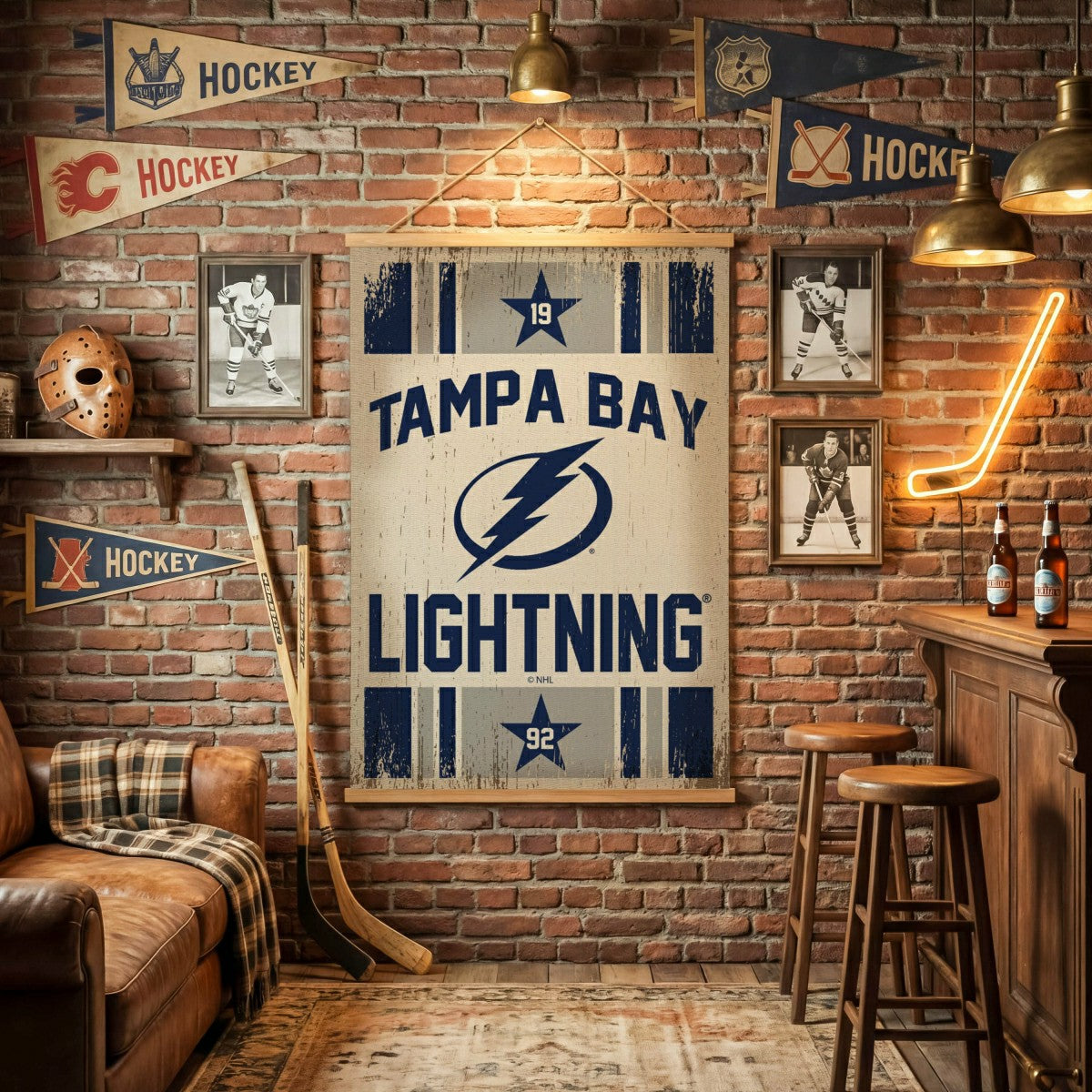 Tampa Bay Lightning, Canvas Wall Tapestry, Large, 54x36