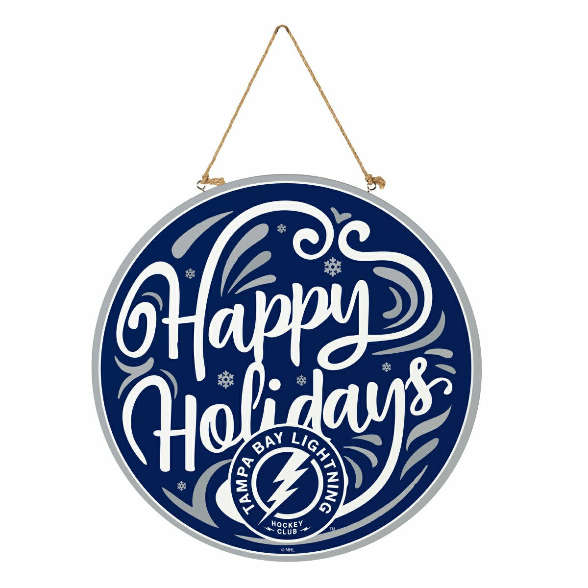 Tampa Bay Lightning Holiday Round Door Décor with Hanging Rope, 18x18