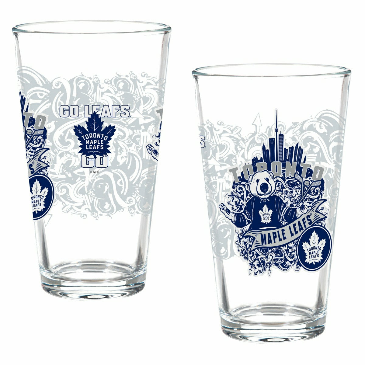 Toronto Maple Leafs 16oz Glass pint, Set of 2