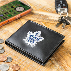 Toronto Maple Leafs Black Bi-Fold Embroidered Wallet w/ RFID Blocking