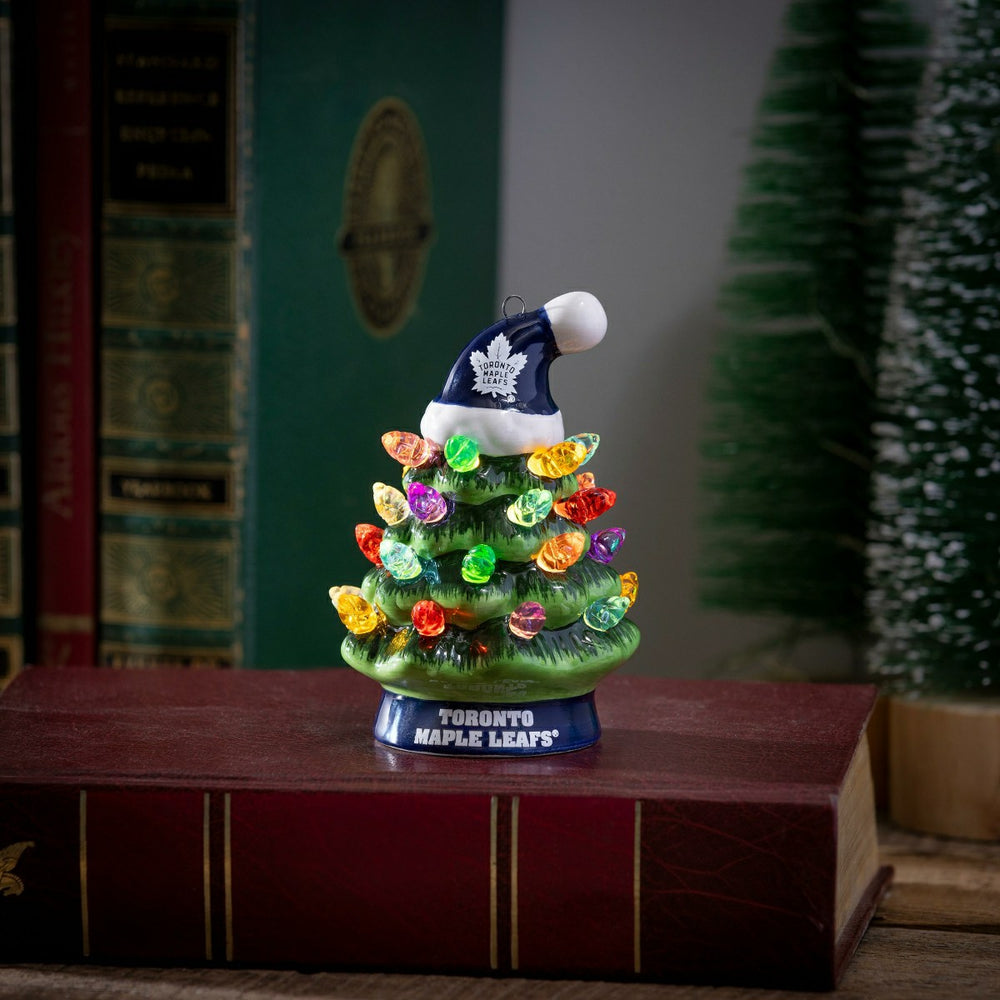 4" Mini LED Tabletop Christmas Tree, Set of 2, Toronto Maple Leafs