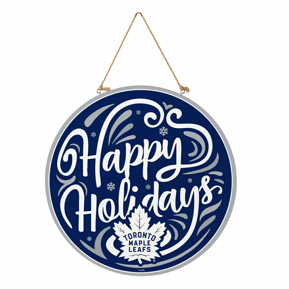Toronto Maple Leafs Holiday Round Door Décor with Hanging Rope, 18x18