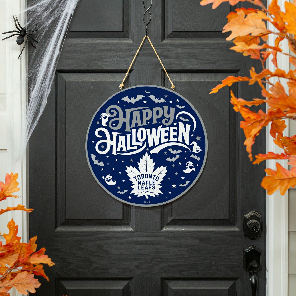 Toronto Maple Leafs Halloween Round Door Décor with Hanging Rope, 18x1