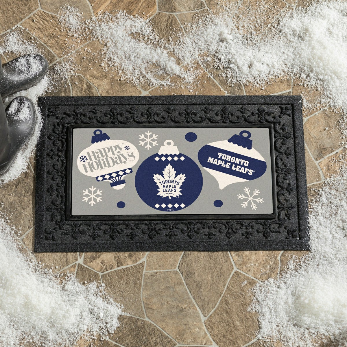 Toronto Maple Leafs Holiday Flocked Coir Sassafras Switch Mat, 22"x10"