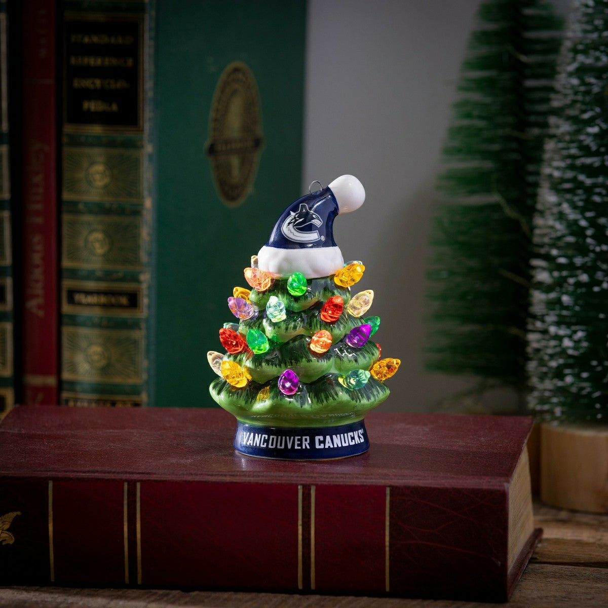 4" Mini LED Tabletop Christmas Tree, Set of 2, Vancouver Canucks