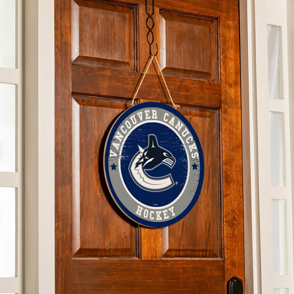 Vancouver Canucks Round Door Décor with Hanging Rope, 18x18