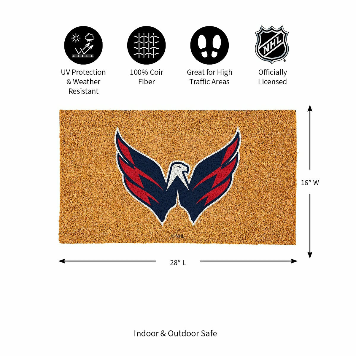 Coir Mat, 16"x28", Washington Capitals