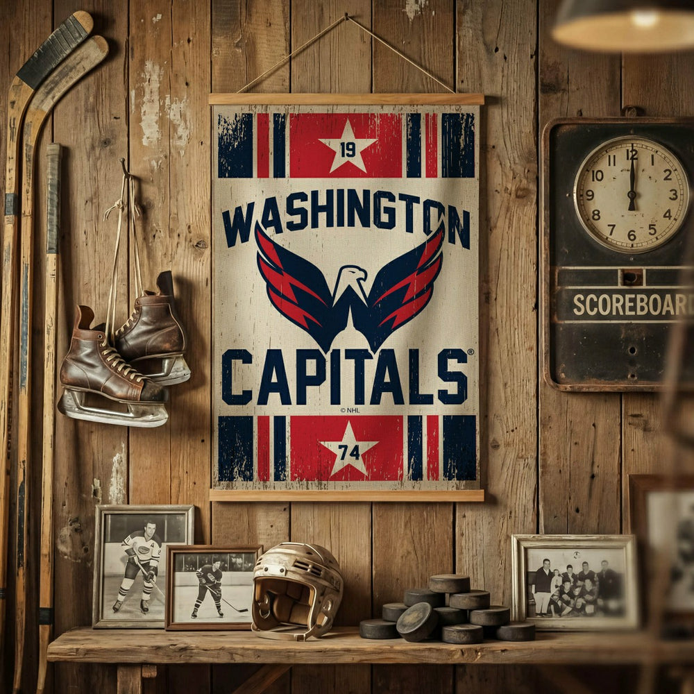 Washington Capitals, Canvas Wall Tapestry, Medium, 36x24
