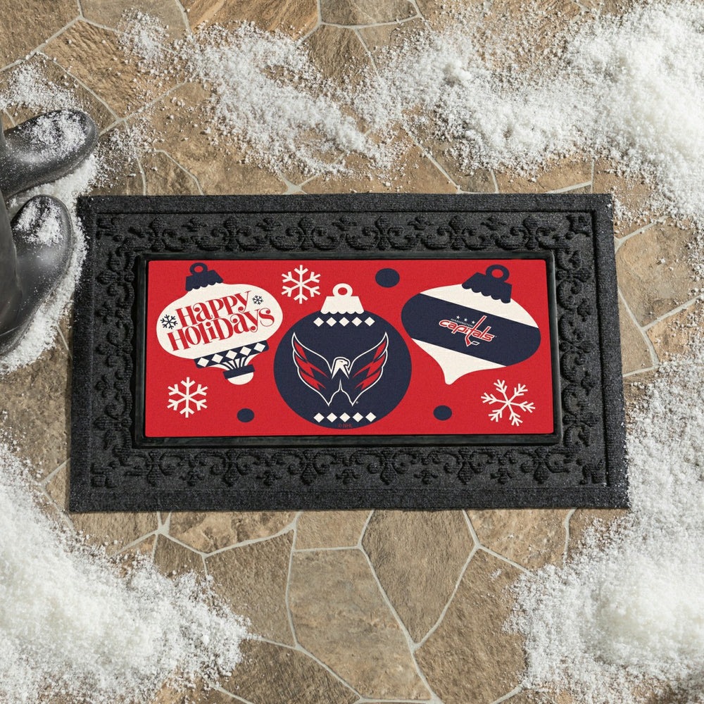 Washington Capitals Holiday Flocked Coir Sassafras Switch Mat, 22"x10"