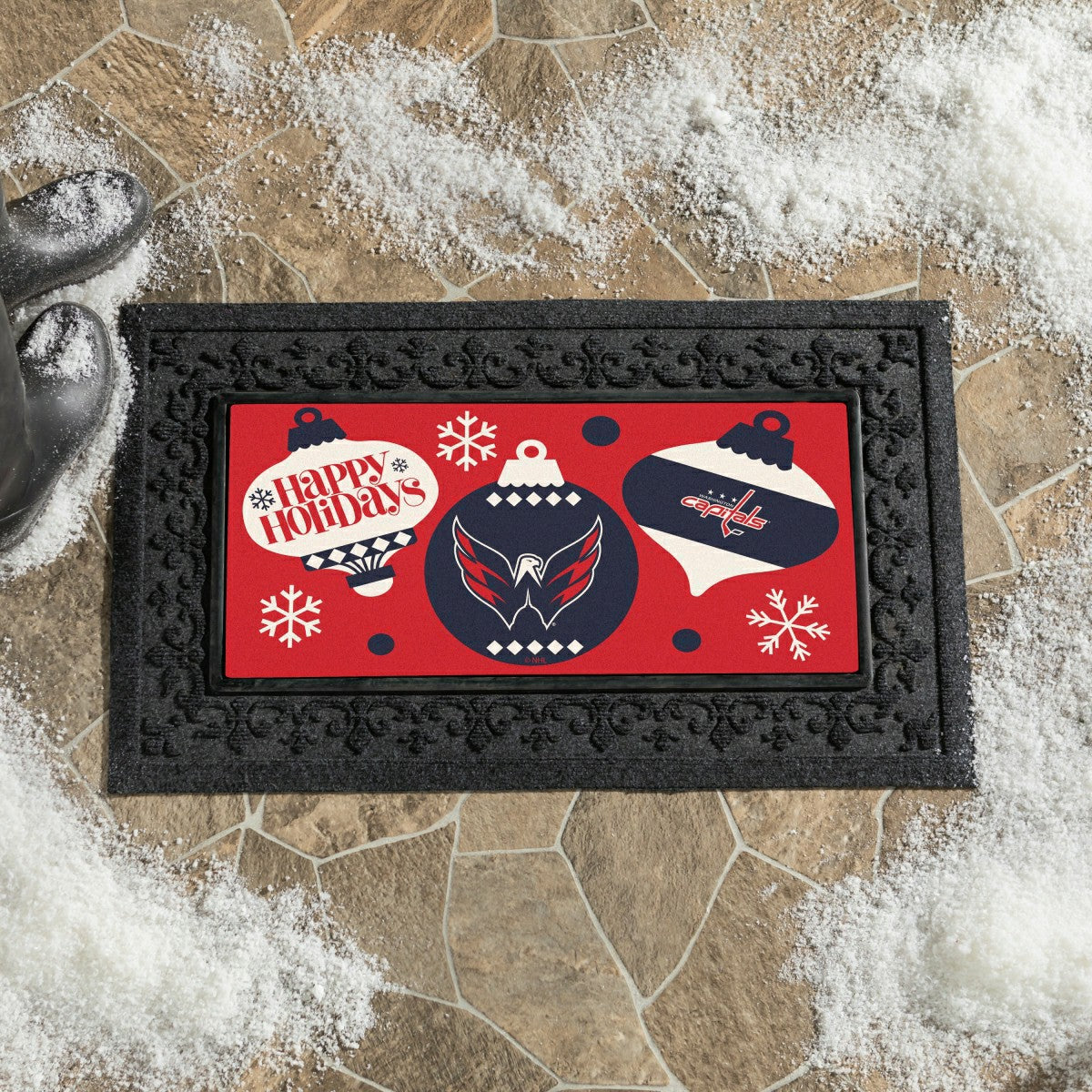 Washington Capitals Holiday Flocked Coir Sassafras Switch Mat, 22"x10"