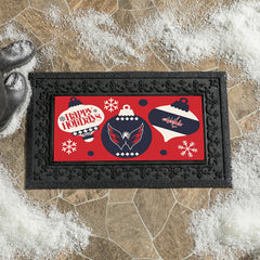 Washington Capitals Holiday Flocked Coir Sassafras Switch Mat, 22"x10"