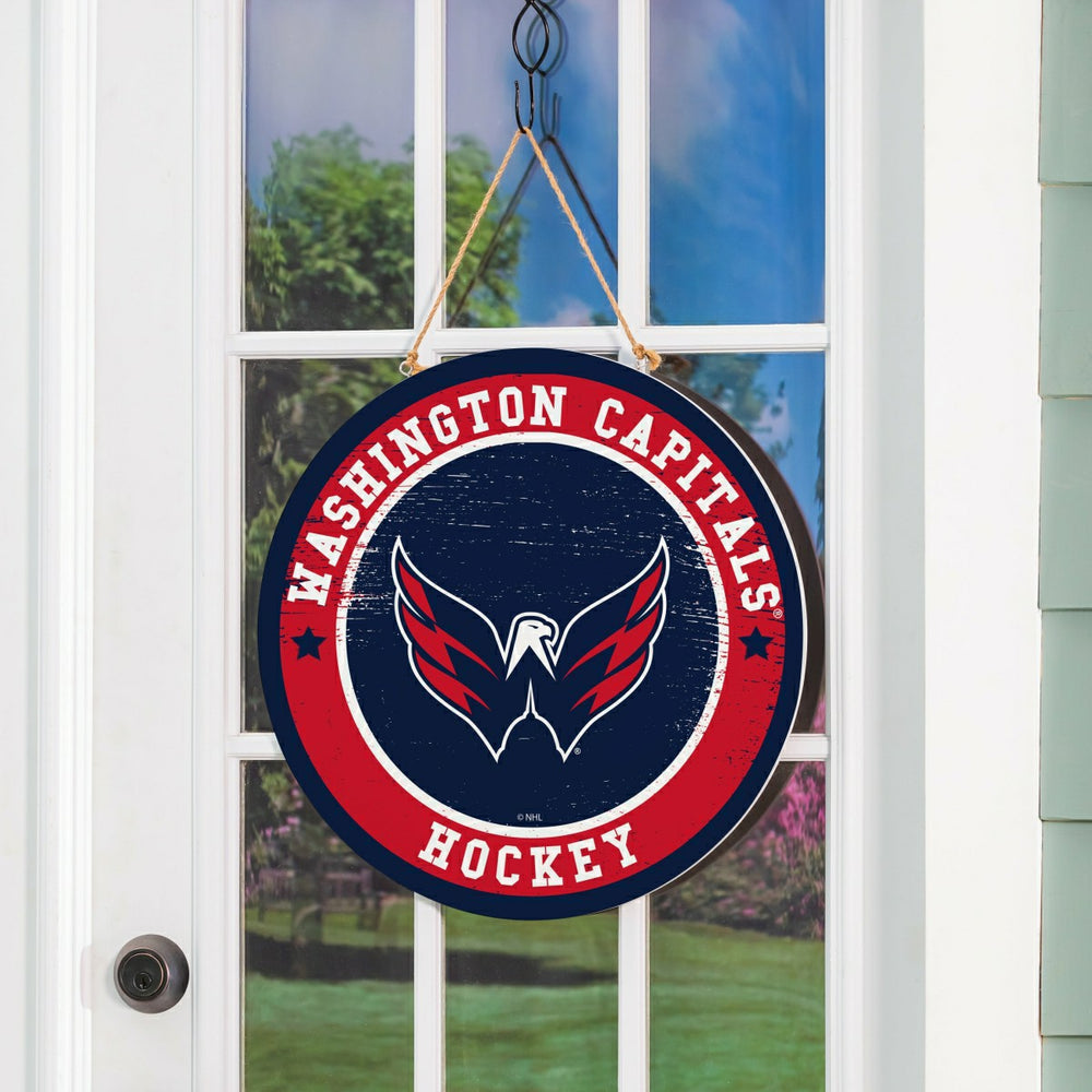 Washington Capitals Round Door Décor with Hanging Rope, 18x18