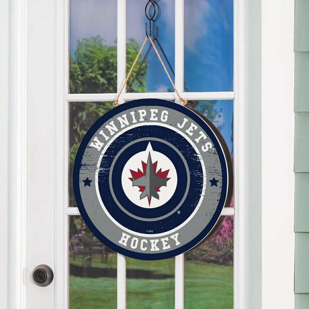Winnipeg Jets Round Door Décor with Hanging Rope, 18x18