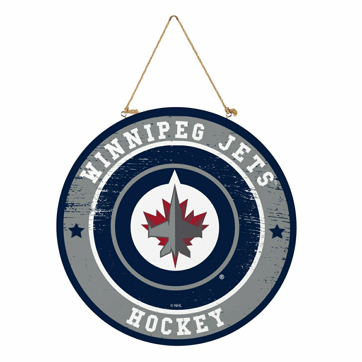 Winnipeg Jets Round Door Décor with Hanging Rope, 18x18