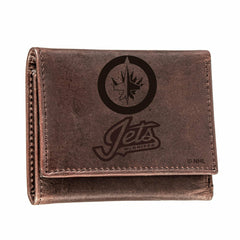 Winnipeg Jets, Tri-Fold Wallet, Brown, CH, 100% Genuine Leather