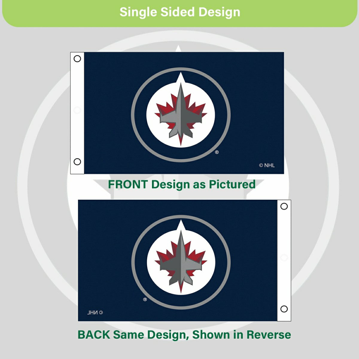 Winnipeg Jets Single Sided Flag w/ 2 Grommets, 3'x5'