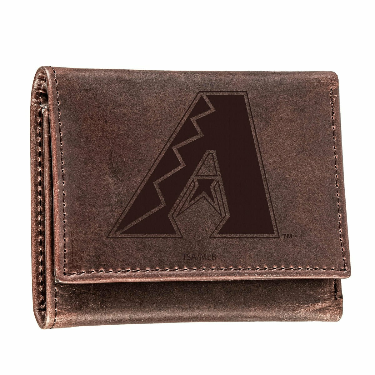 Arizona Diamondbacks Tri-Fold Wallet Brown 100% Genuine Leather