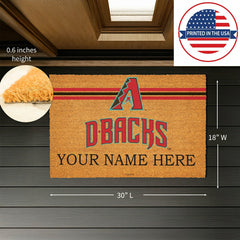 Arizona Diamondbacks Personalized Mat, Natural Coir with Color Logo, 3