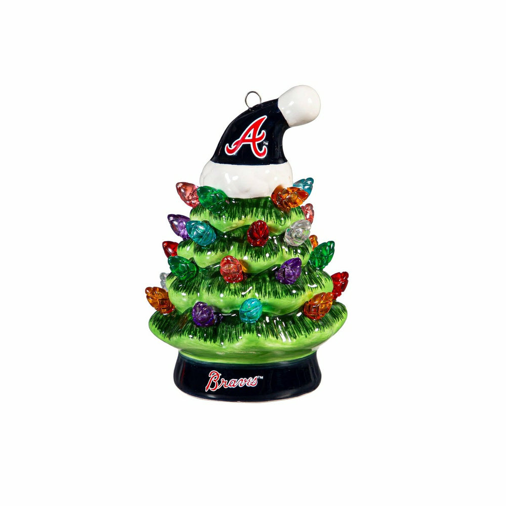 Atlanta Braves 4" Mini LED Tabletop Christmas Tree, Set of 2