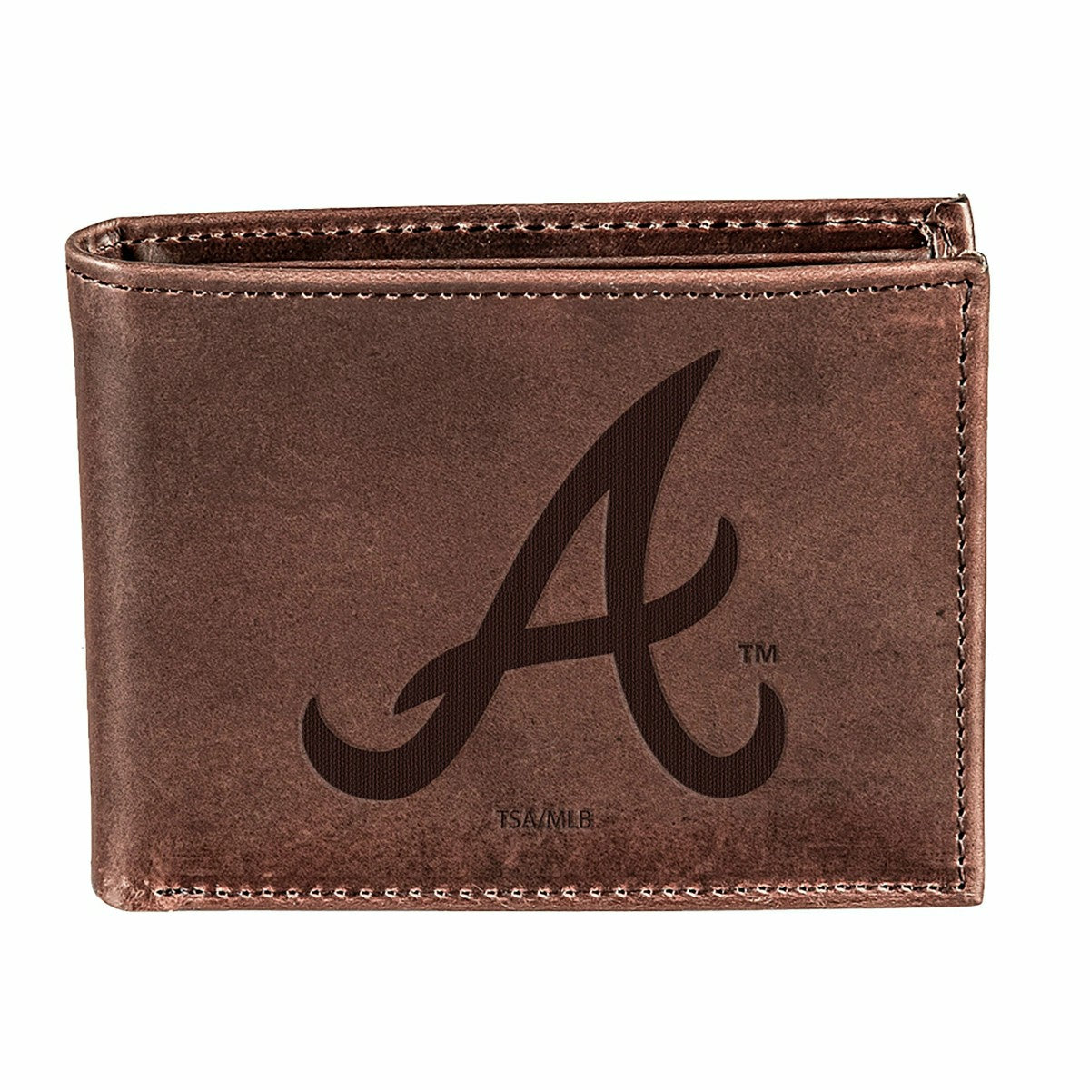 Atlanta Braves Bi-Fold Wallet Brown 100% Genuine Leather