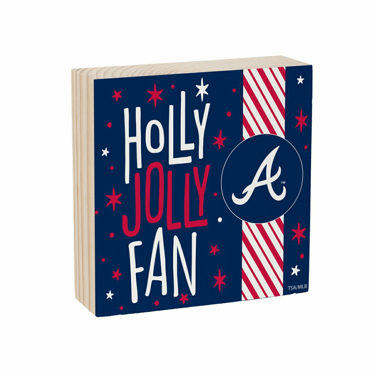 Atlanta Braves Block, Holiday, 6x6