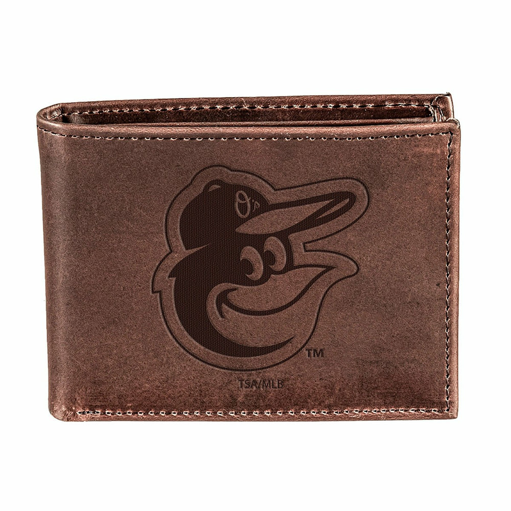 Baltimore Orioles Bi-Fold Wallet Brown 100% Genuine Leather