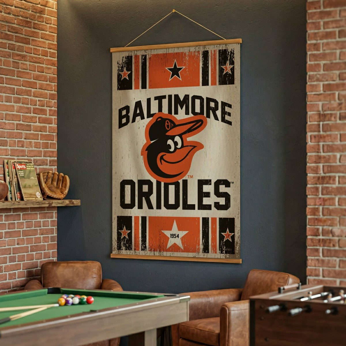 Baltimore Orioles, Canvas Wall Tapestry, Large, 54x36
