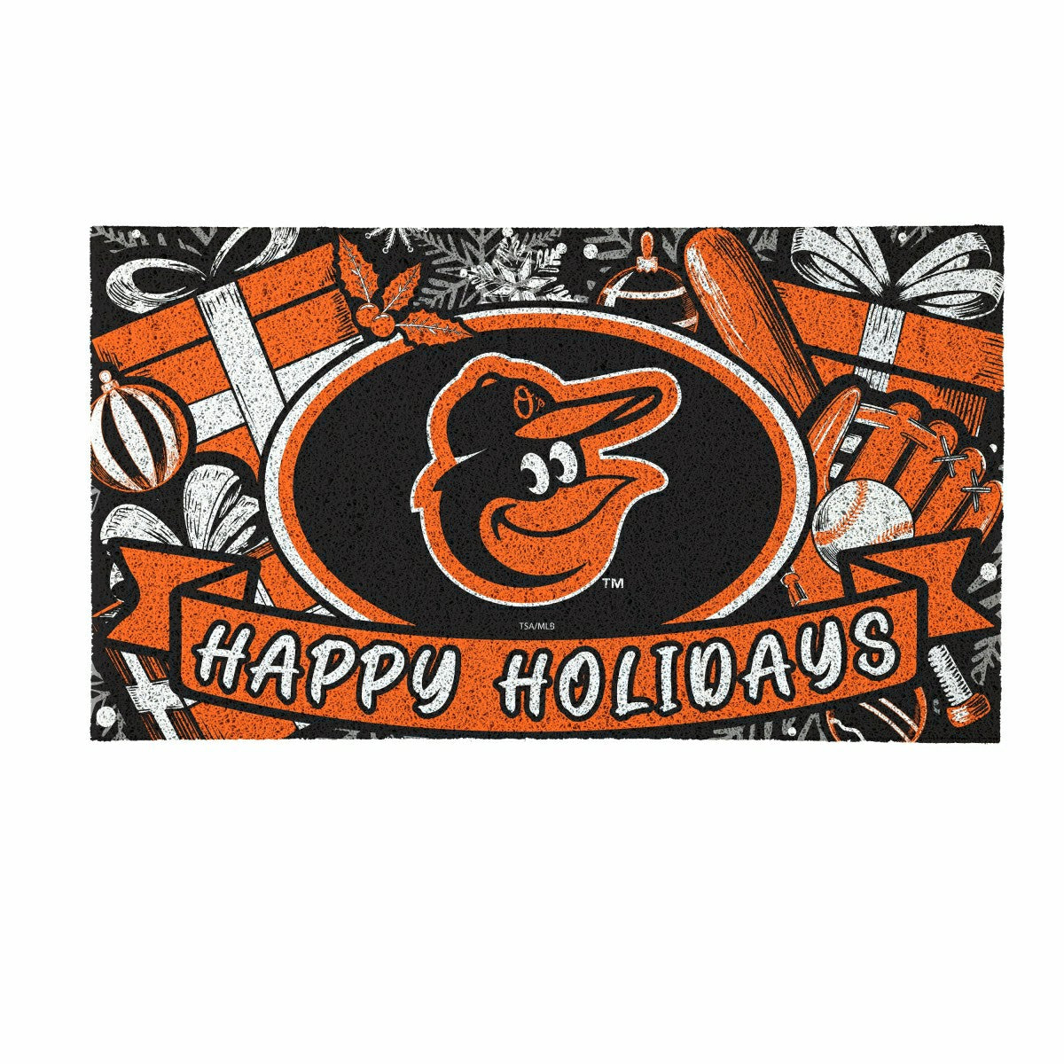 Baltimore Orioles Holiday PVC Mat, 28"x16"