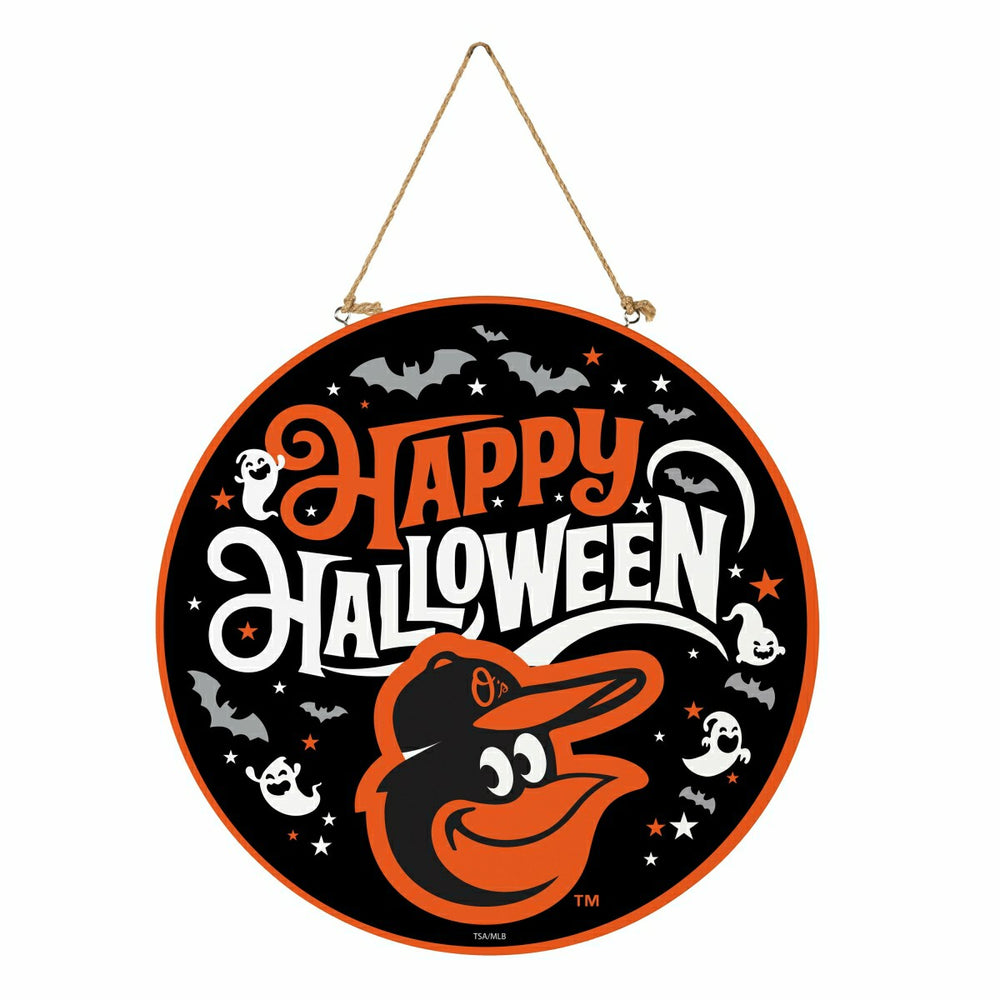 Baltimore Orioles Halloween Round Door Décor with Hanging Rope, 18x18