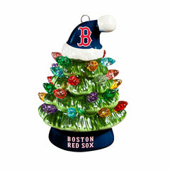 Boston Red Sox 4" Mini LED Tabletop Christmas Tree, Set of 2