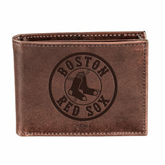 Boston Red Sox Bi-Fold Wallet Brown 100% Genuine Leather
