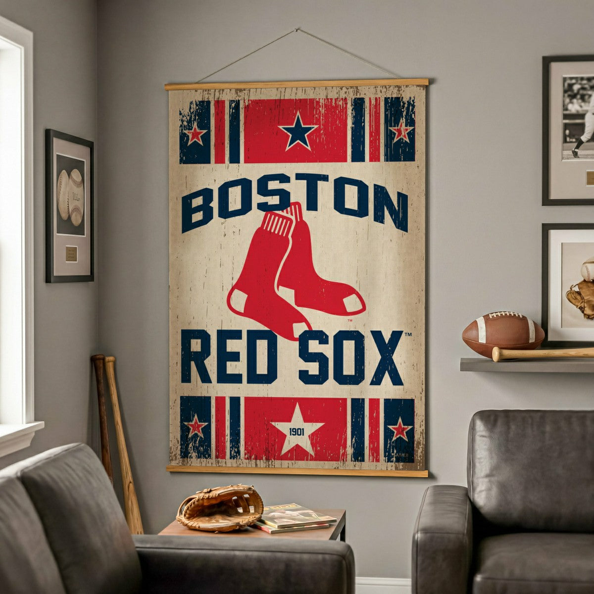Boston Red Sox, Canvas Wall Tapestry, Large, 54x36