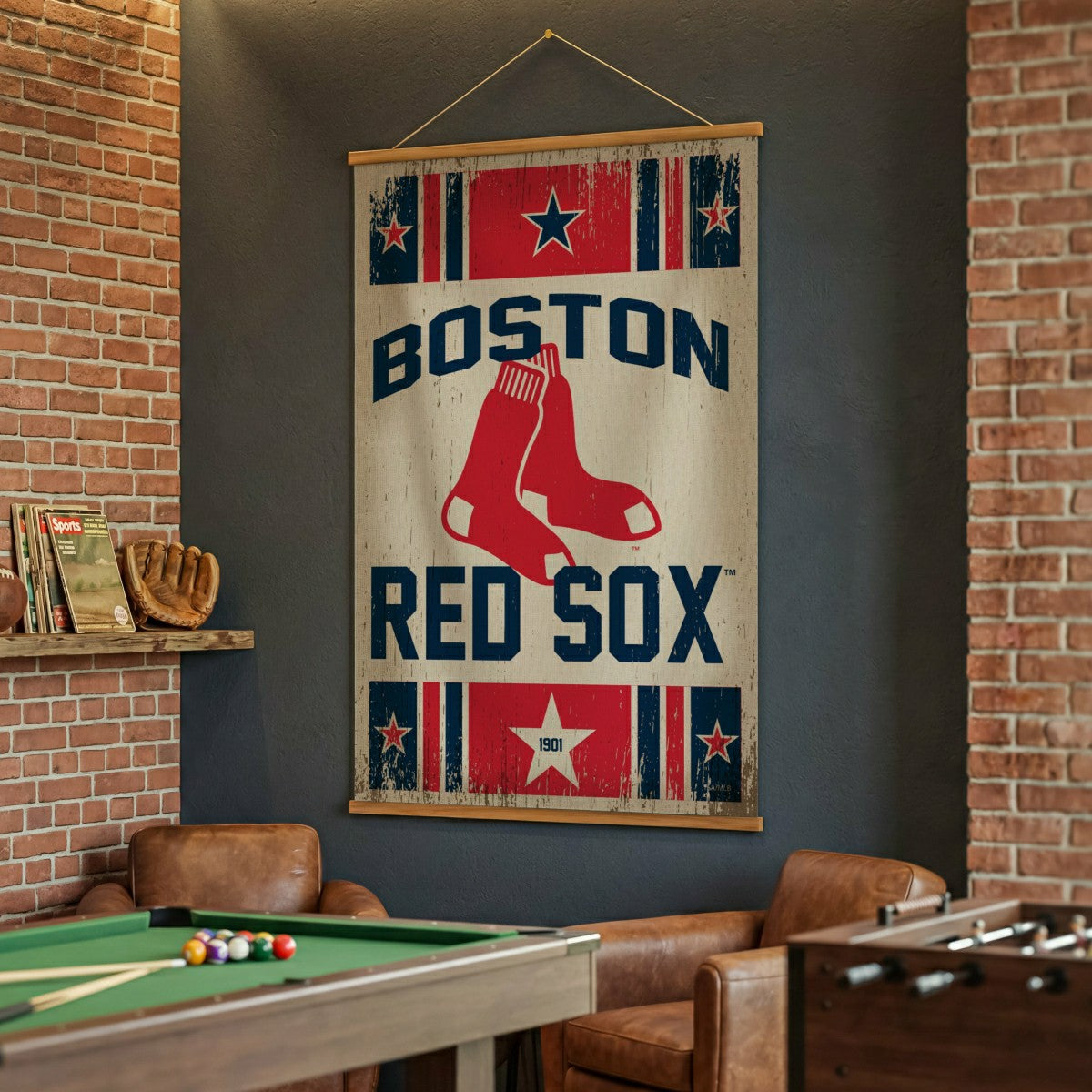Boston Red Sox, Canvas Wall Tapestry, Large, 54x36