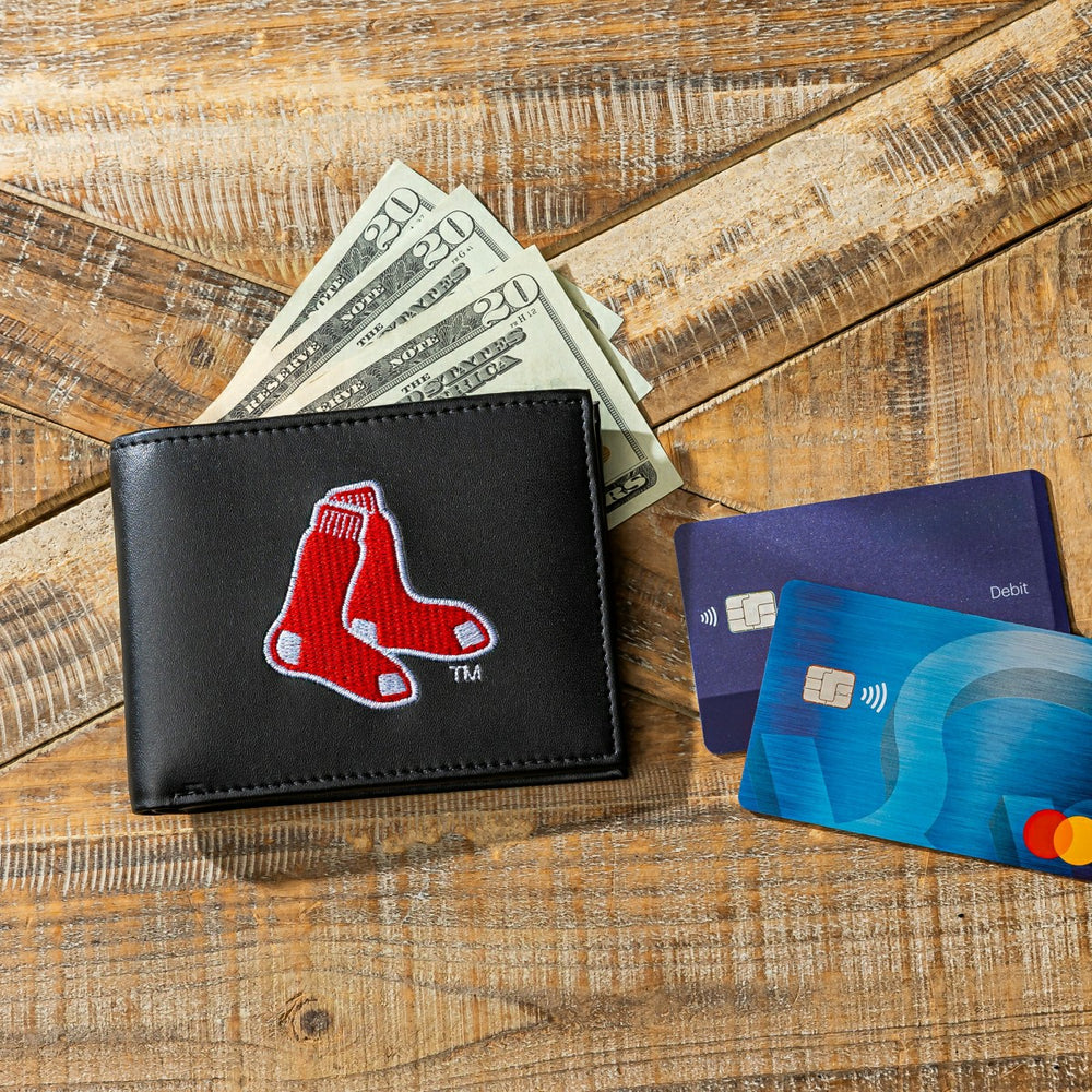 Boston Red Sox Black Bi-Fold Embroidered Wallet w/ RFID Blocking