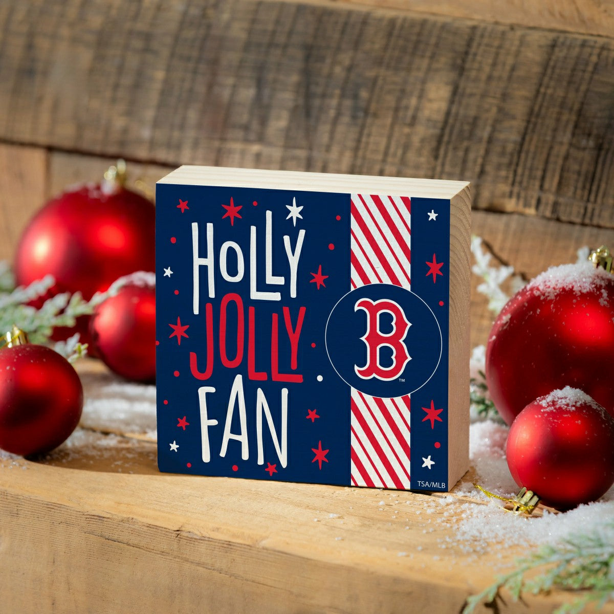 Boston Red Sox Block, Holiday, 6x6