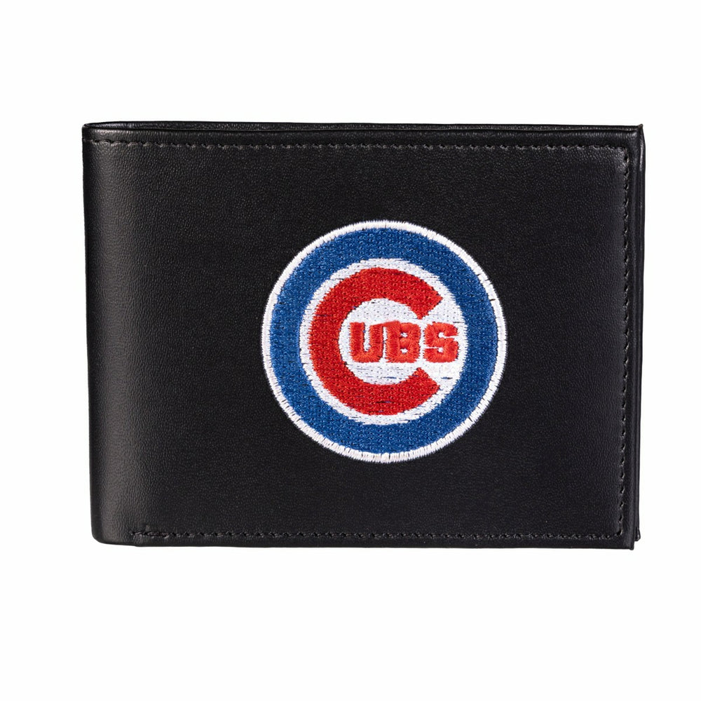 Chicago Cubs Black Bi-Fold Embroidered Wallet w/ RFID Blocking