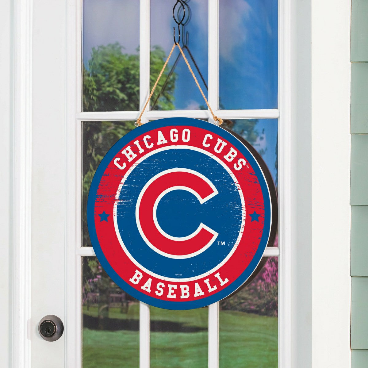Chicago Cubs Round Door Décor with Hanging Rope, 18x18