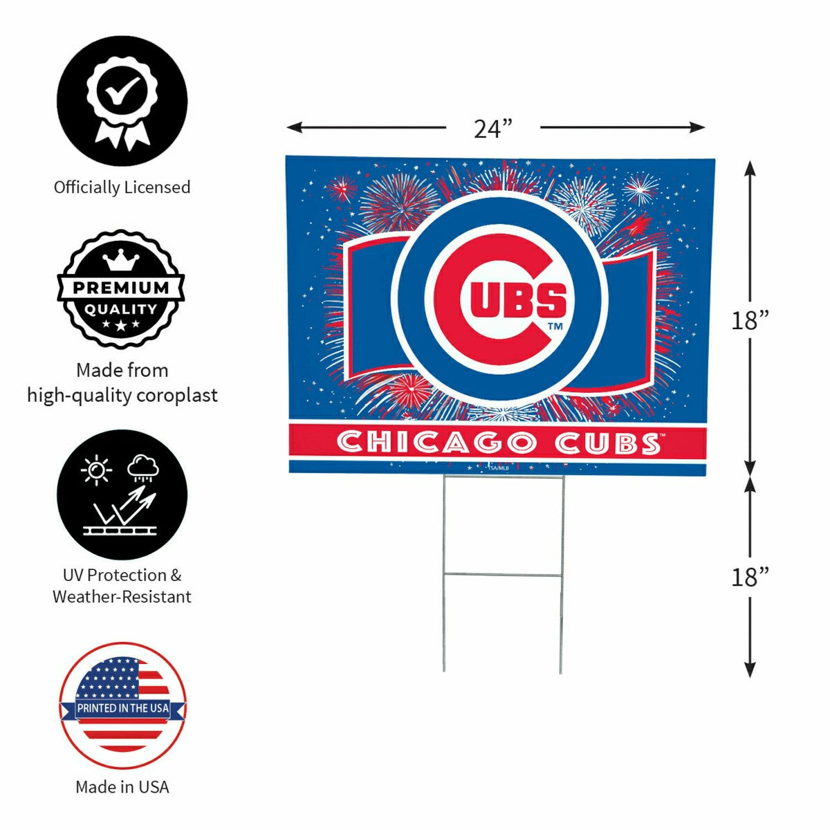 Chicago Cubs Yard Sign, Patriotic