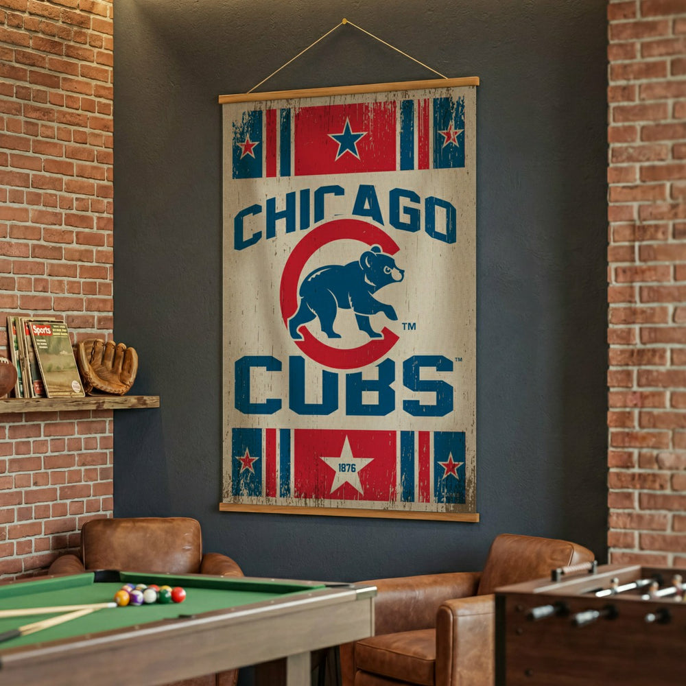 Chicago Cubs, Canvas Wall Tapestry, Large, 54x36