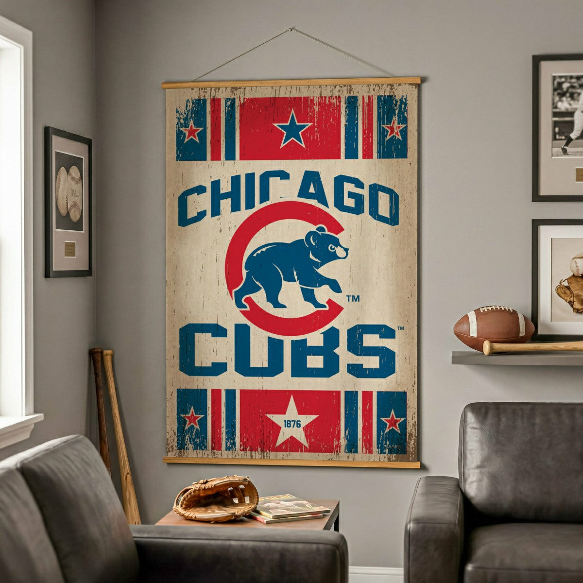Chicago Cubs, Canvas Wall Tapestry, Large, 54x36