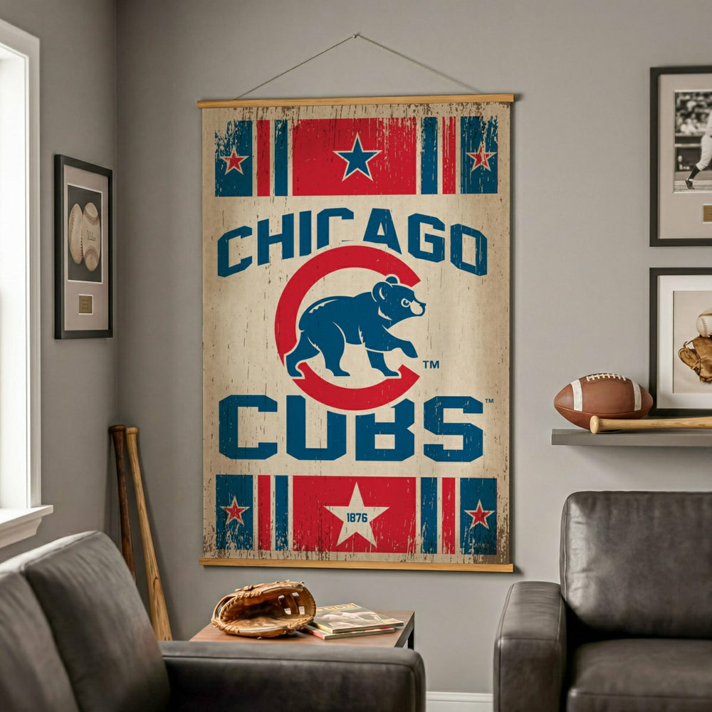 Chicago Cubs, Canvas Wall Tapestry, Large, 54x36