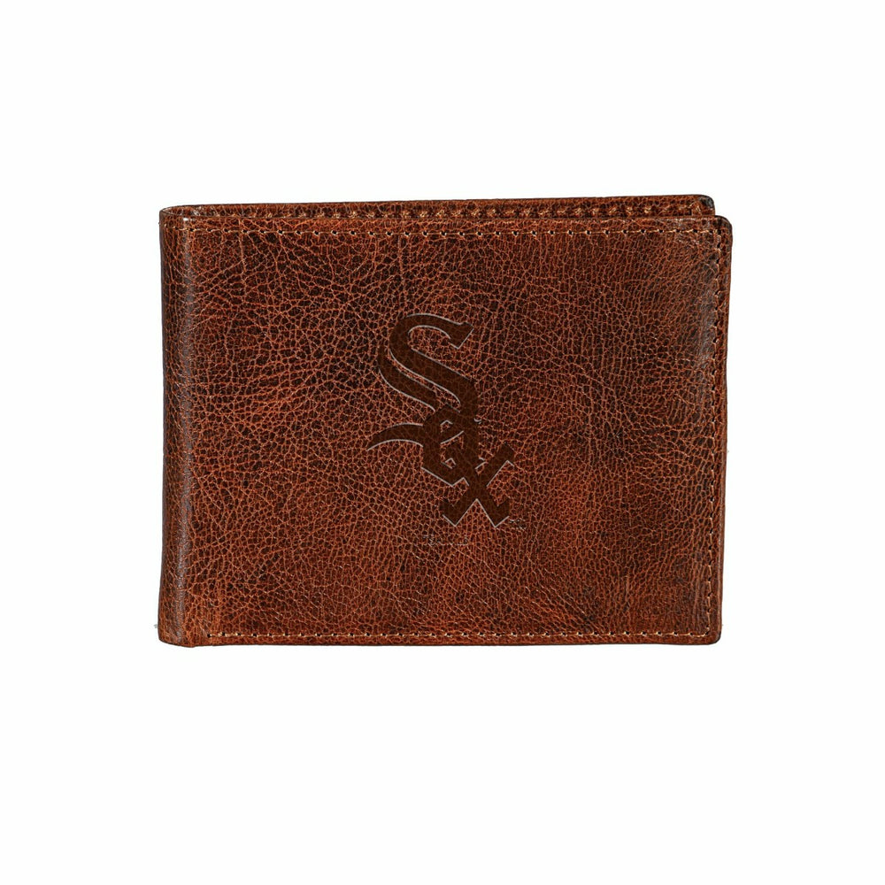 Chicago White Sox, Embossed 100% Genuine Tumbled Leather Passcase Bi-F