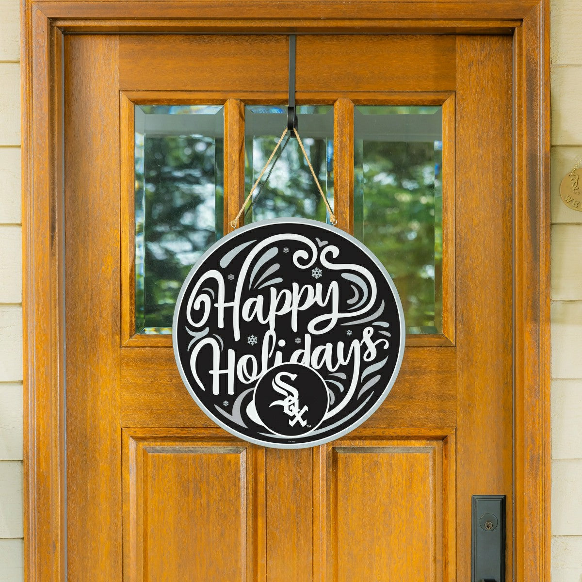 Chicago White Sox Holiday Round Door Décor with Hanging Rope, 18x18