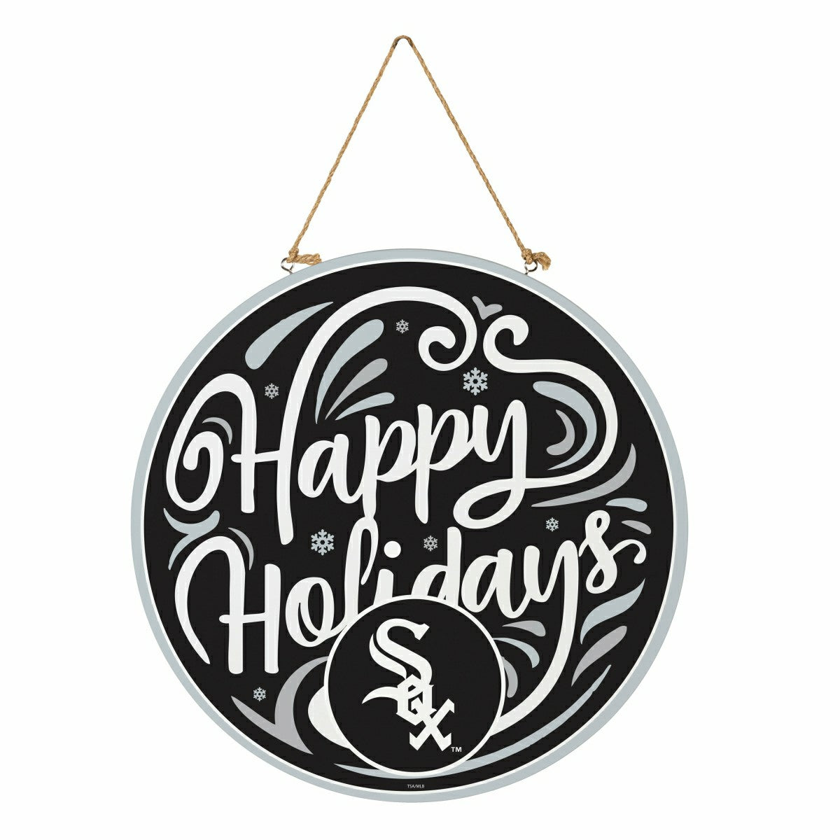 Chicago White Sox Holiday Round Door Décor with Hanging Rope, 18x18