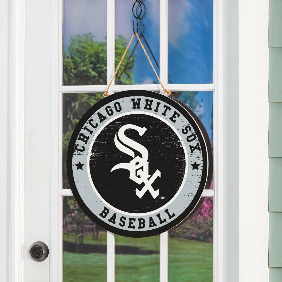 Chicago White Sox Round Door Décor with Hanging Rope, 18x18