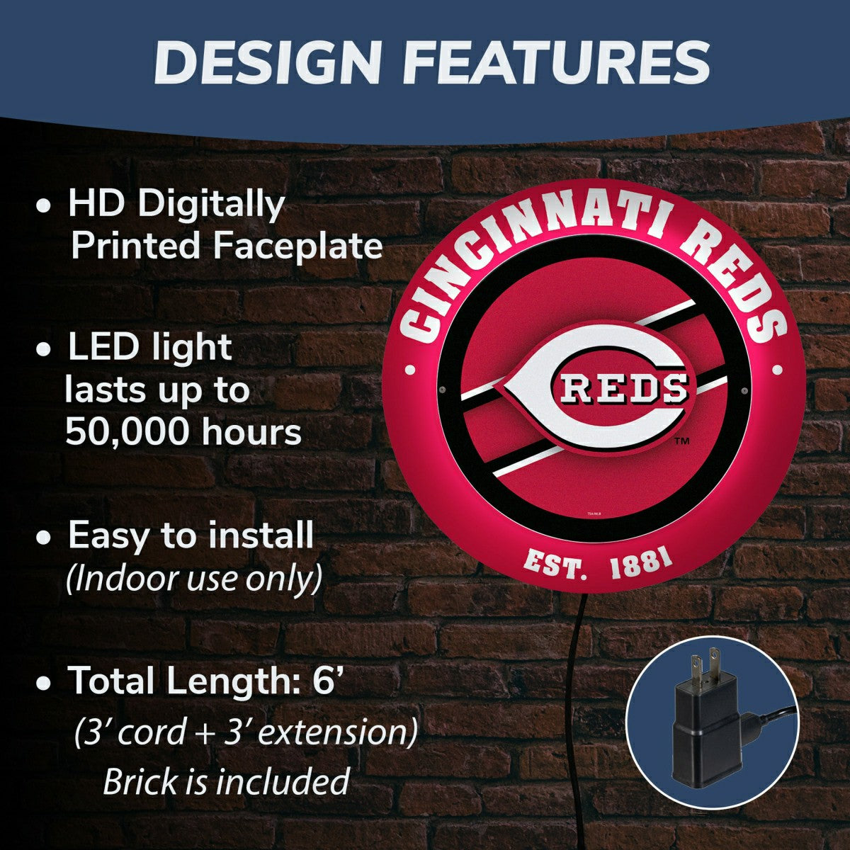Cincinnati Reds, Metal Lite, Round
