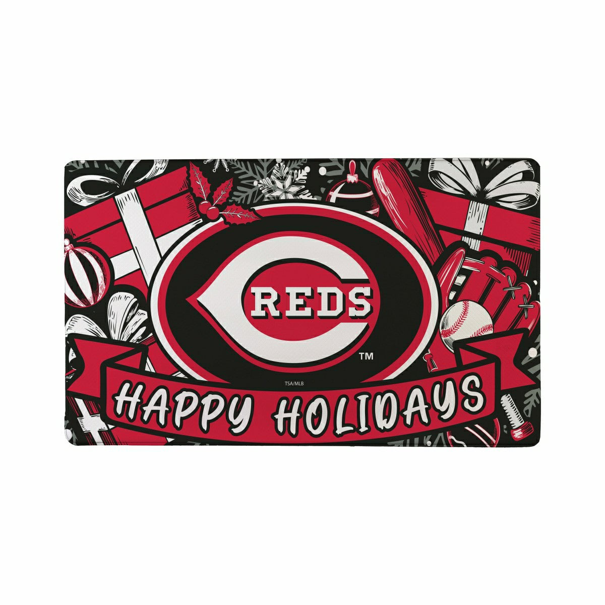 Cincinnati Reds Holiday PVC Mat, 28"x16"
